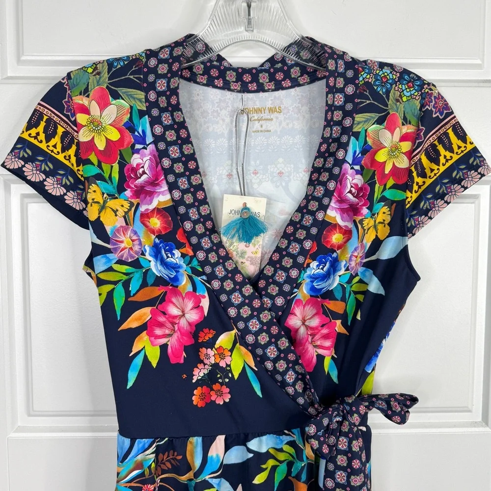JOHNNY WAS Ocean Dreamer Tankini Wrap Top NEW Size S